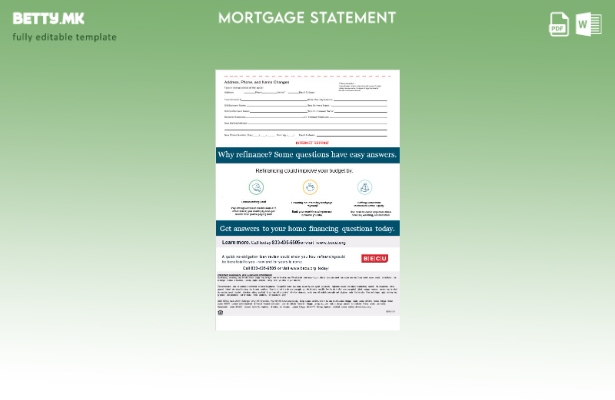 модерен стил USA BECU банкарска хипотека извод во Word и PDF формати, шаблон с 1